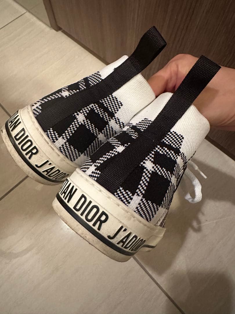 Christian Dior チェック柄 ハイカットスニーカー