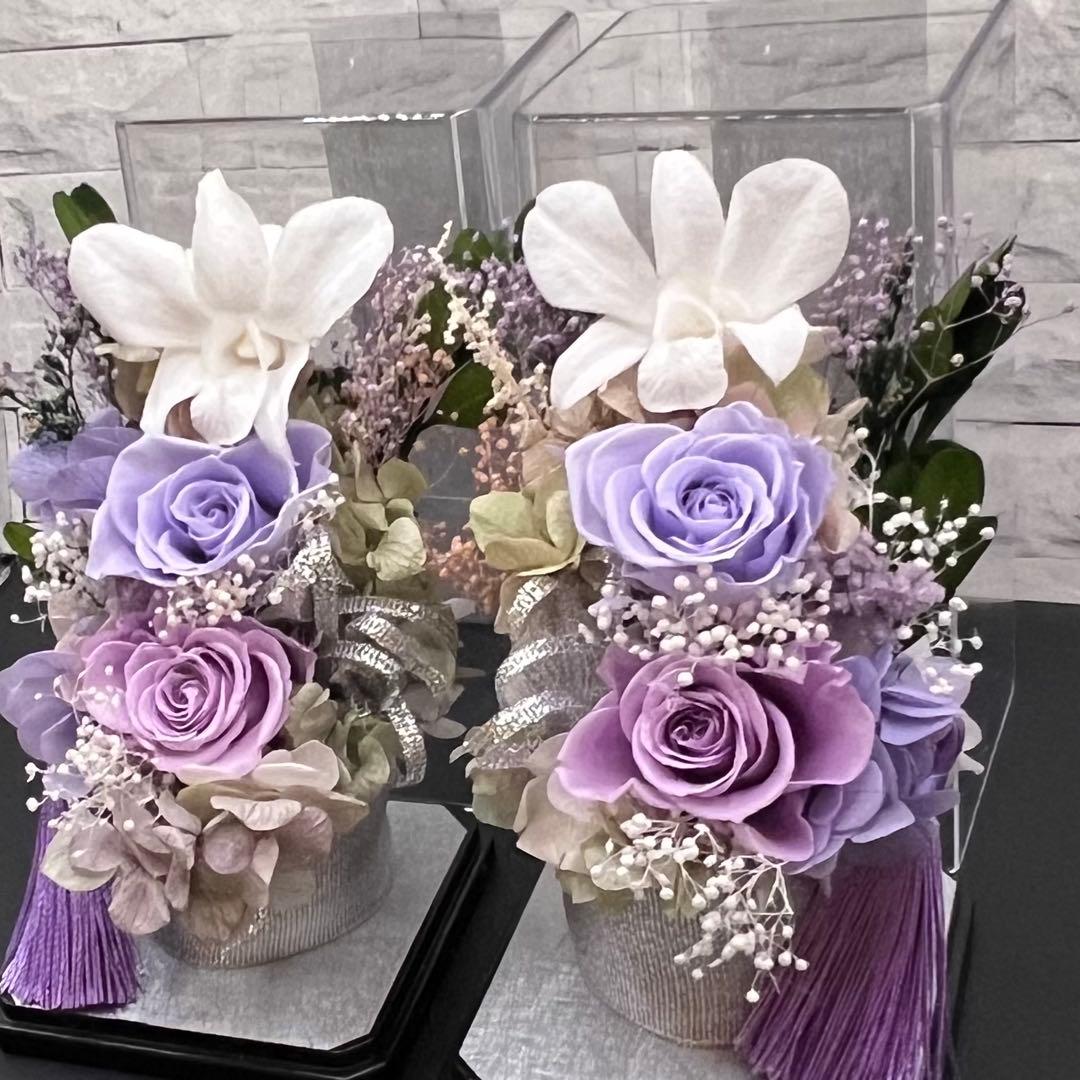 ご検討中　プリザーブドフラワー　お供え花　仏花　クリアケース入り　デンファレ
