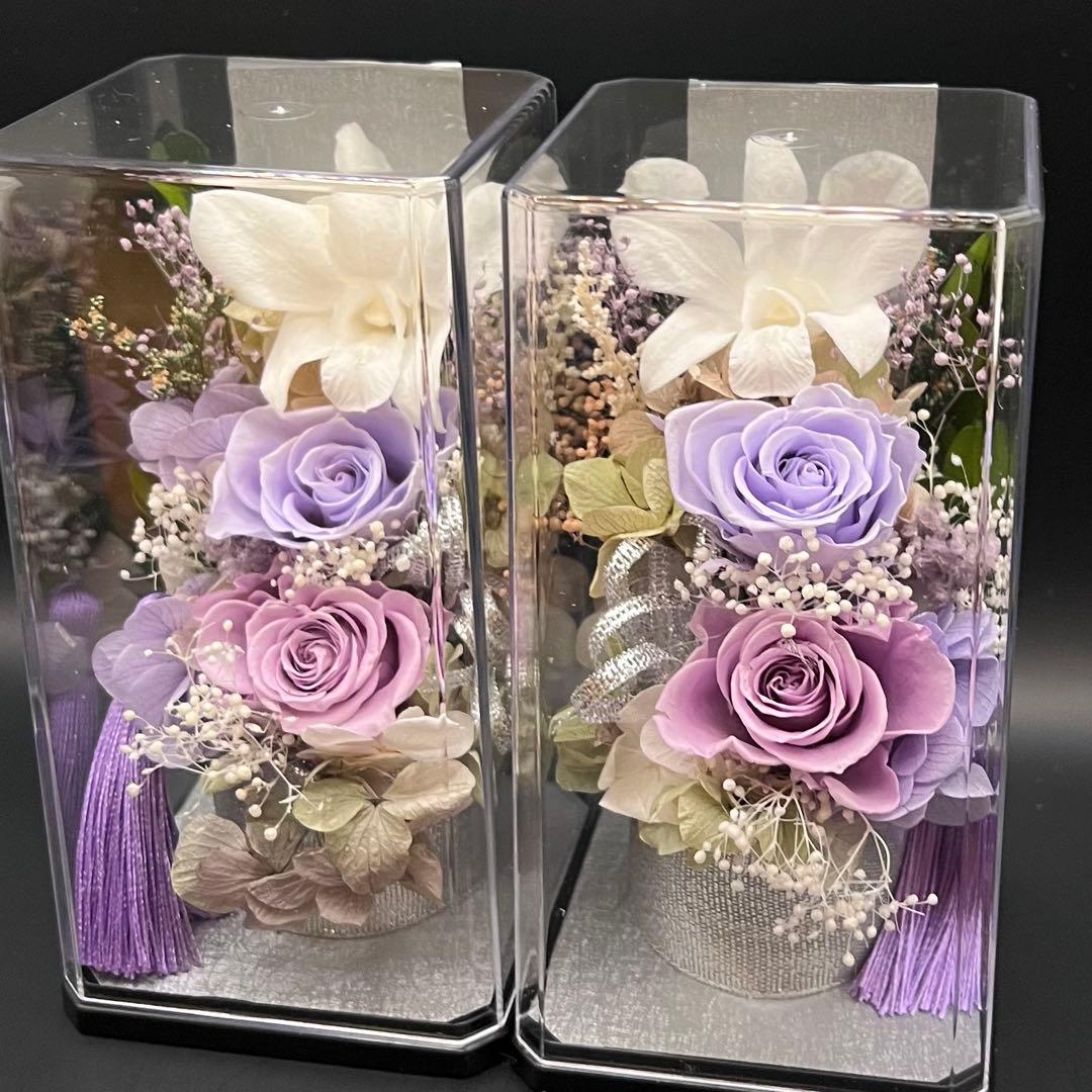 ご検討中　プリザーブドフラワー　お供え花　仏花　クリアケース入り　デンファレ