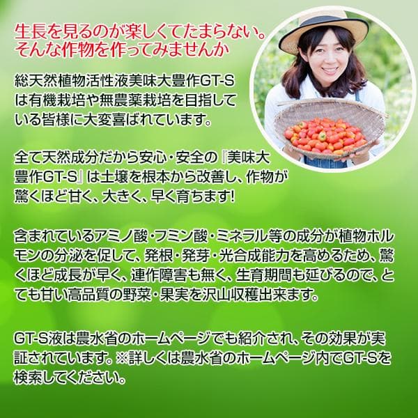 植物活力液 美味大豊作GT-S ５リットル 作物が早く大きく育ち収穫量も増加！