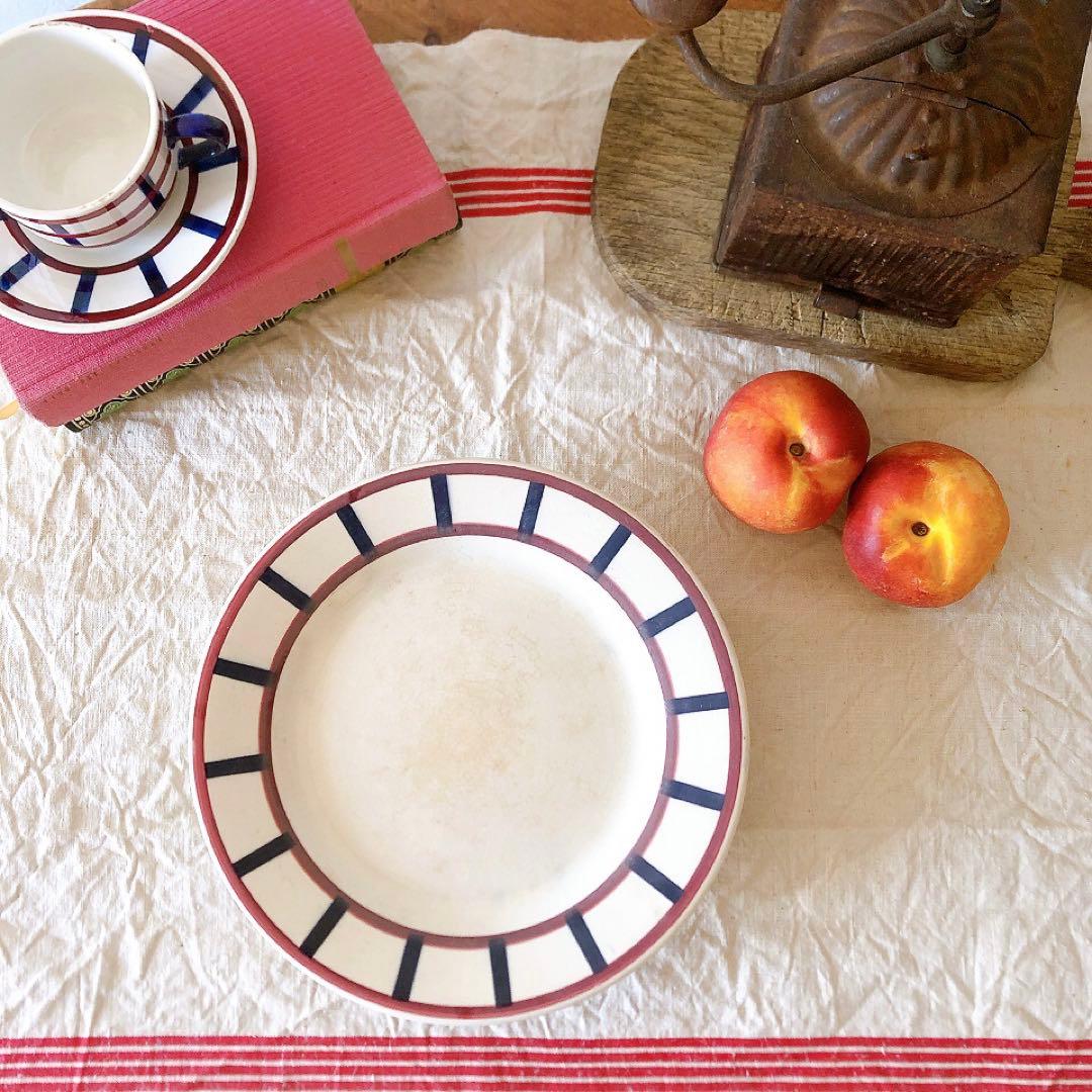 HBCMベアン バスク柄 コンポート皿 ケーキスタンドフランスアンティーク食器