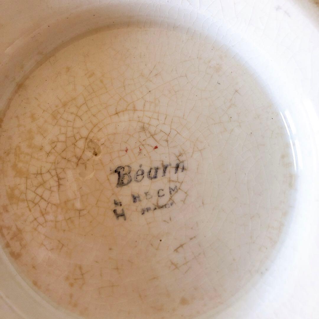 HBCMベアン バスク柄 コンポート皿 ケーキスタンドフランスアンティーク食器