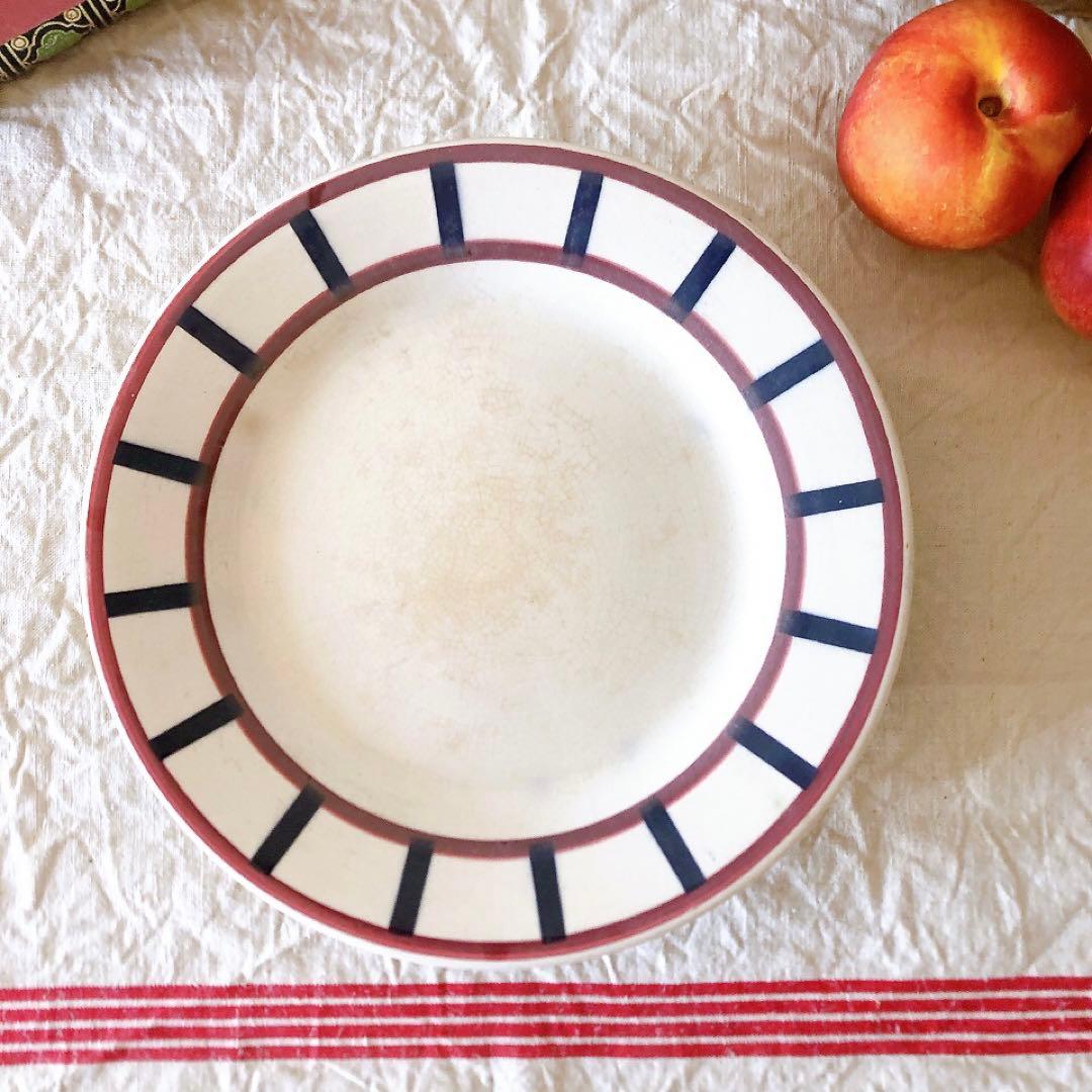 HBCMベアン バスク柄 コンポート皿 ケーキスタンドフランスアンティーク食器