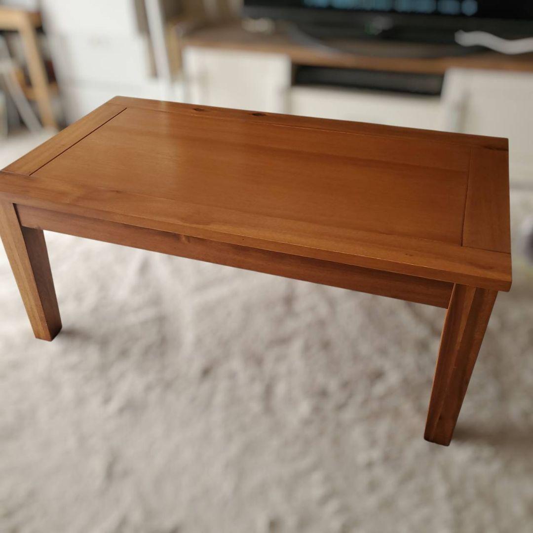 美品 天然木 アカシア ローテーブル センターテーブル 幅90cm 木製
