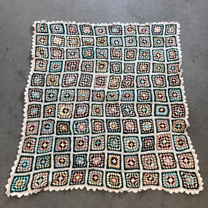 BQJR クロシェ ニット ラグ ビンテージ カラフル グラニースクエア I