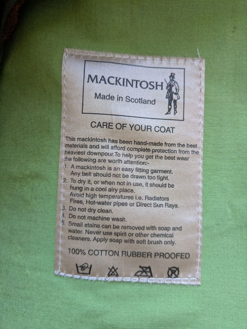 MACKINTOSH ゴム引きコート　ダークブラウン 38 ライナー付き