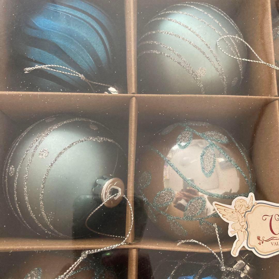 20-7 クリスマス ボール 16カラット 80mm シルバーとブルー