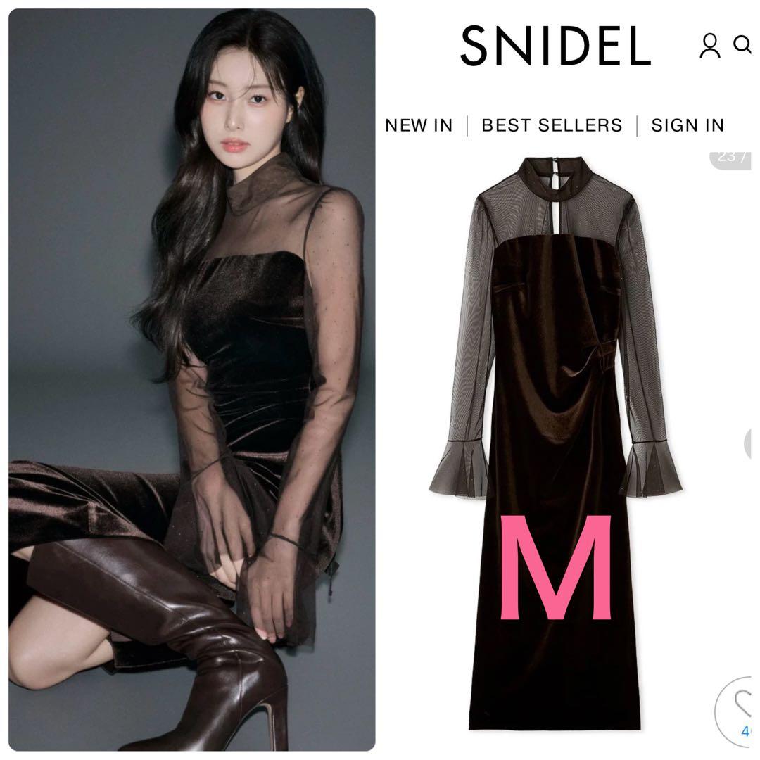 完売♥️新作新品✨ SNIDEL シアードッキングベロアドレス✨ BRW Ｍサイズ