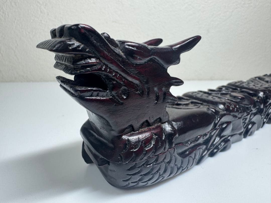 漆器 箸箱 喰籠 黒檀 龍 木彫 夫婦箸入れ 骨董 アンティーク