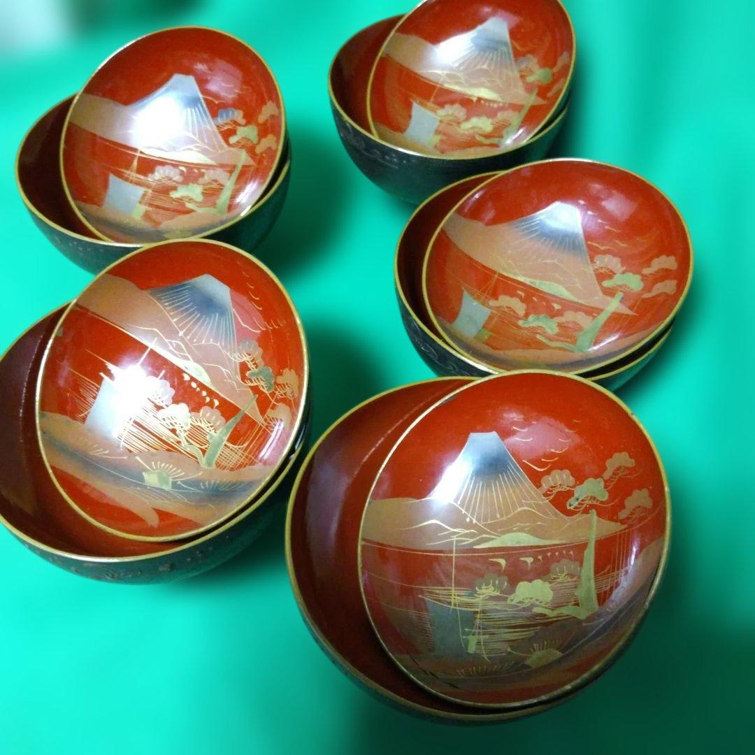 輪島塗 鉄錆塗 天然木椀 5客