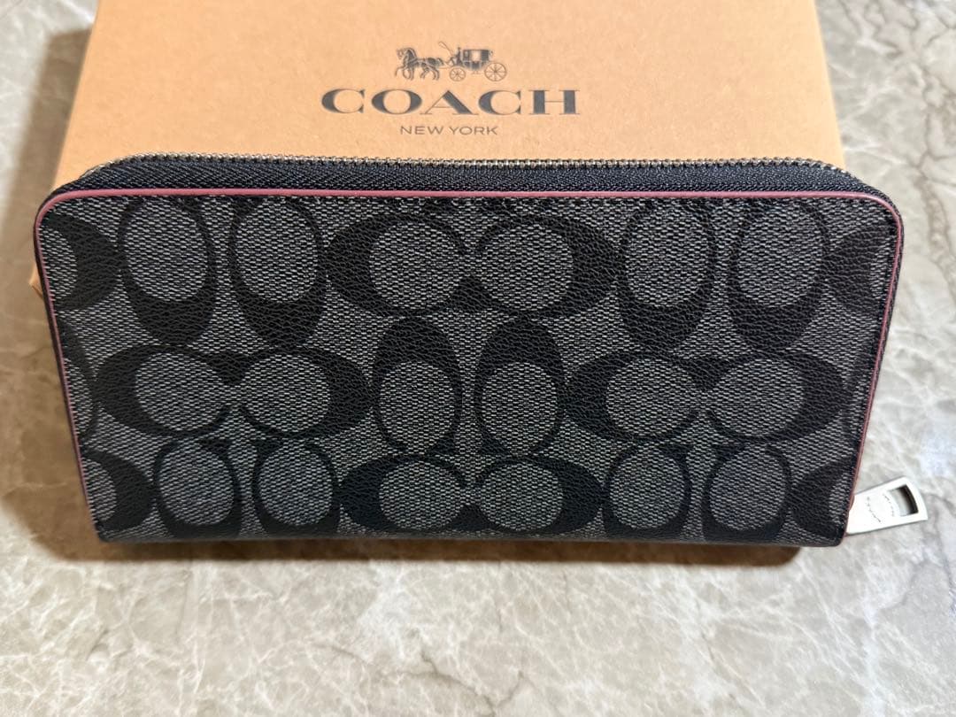 COACH 長財布 ブラック グレー