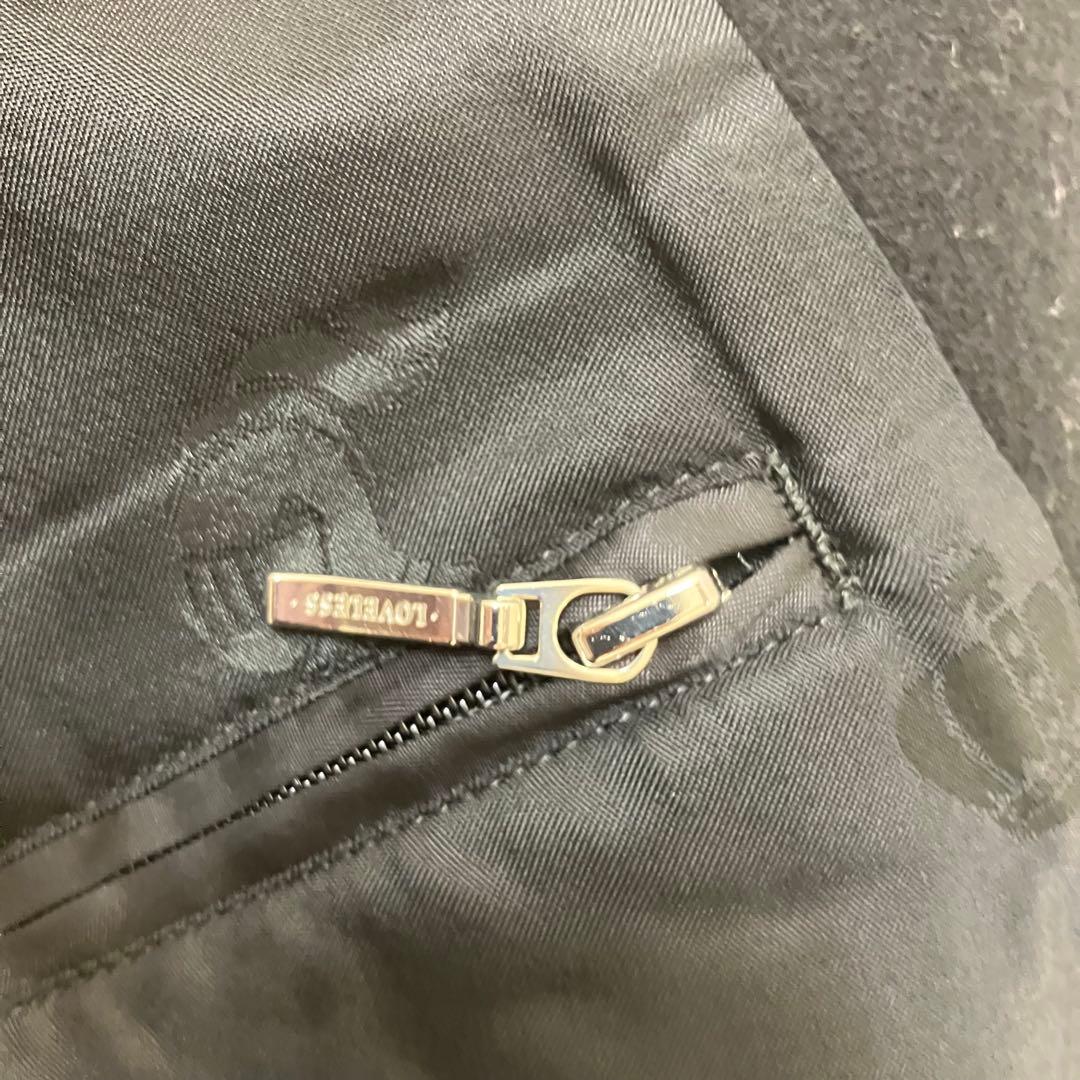 美品✨ラブレス メルトン ウール ステンカラーコート 裏地総柄 ブラック