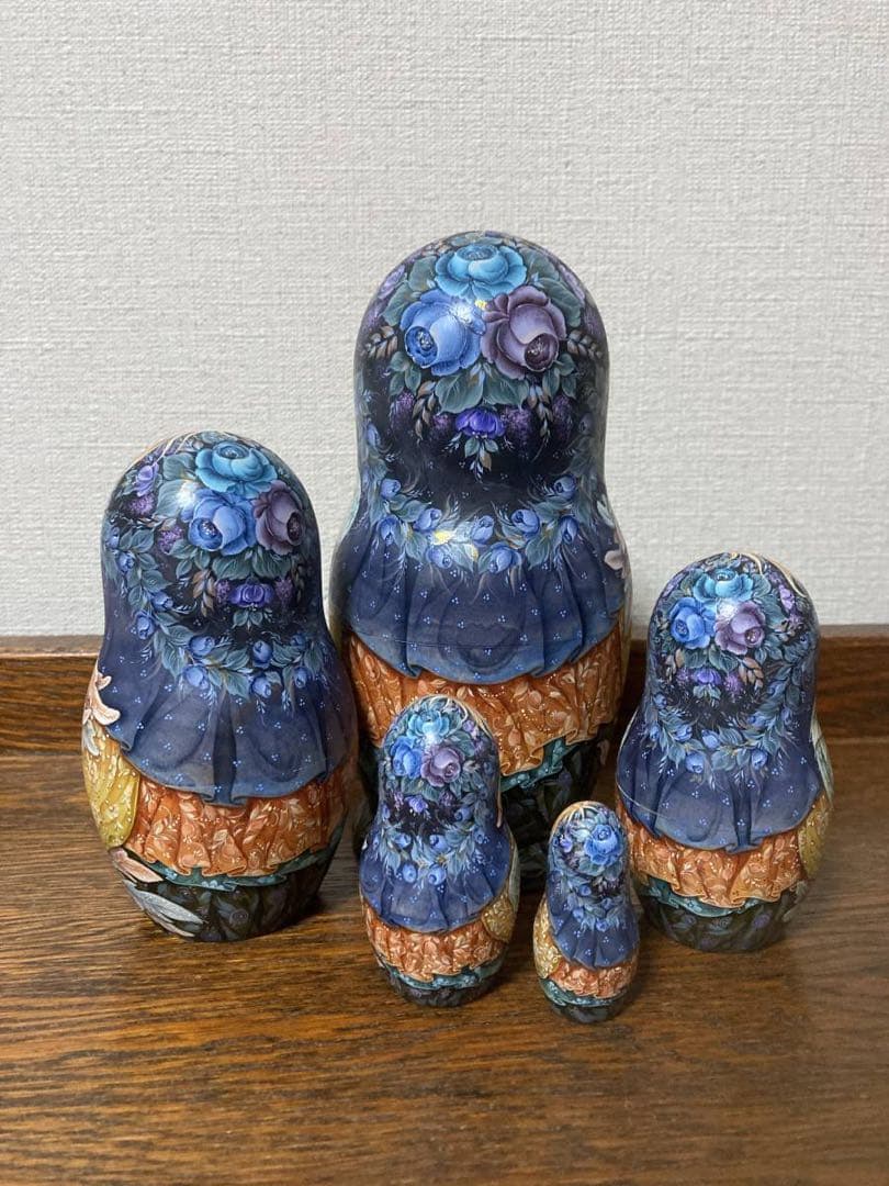 ロシア雑貨☆鳥マトリョーシカ(5P)H17.5cm Birds タチアナ作