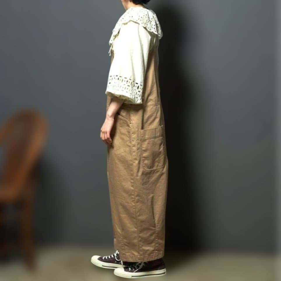 【美品】tumugu ツムグ ヴィンテージフレンチドリル 2wayサロペット