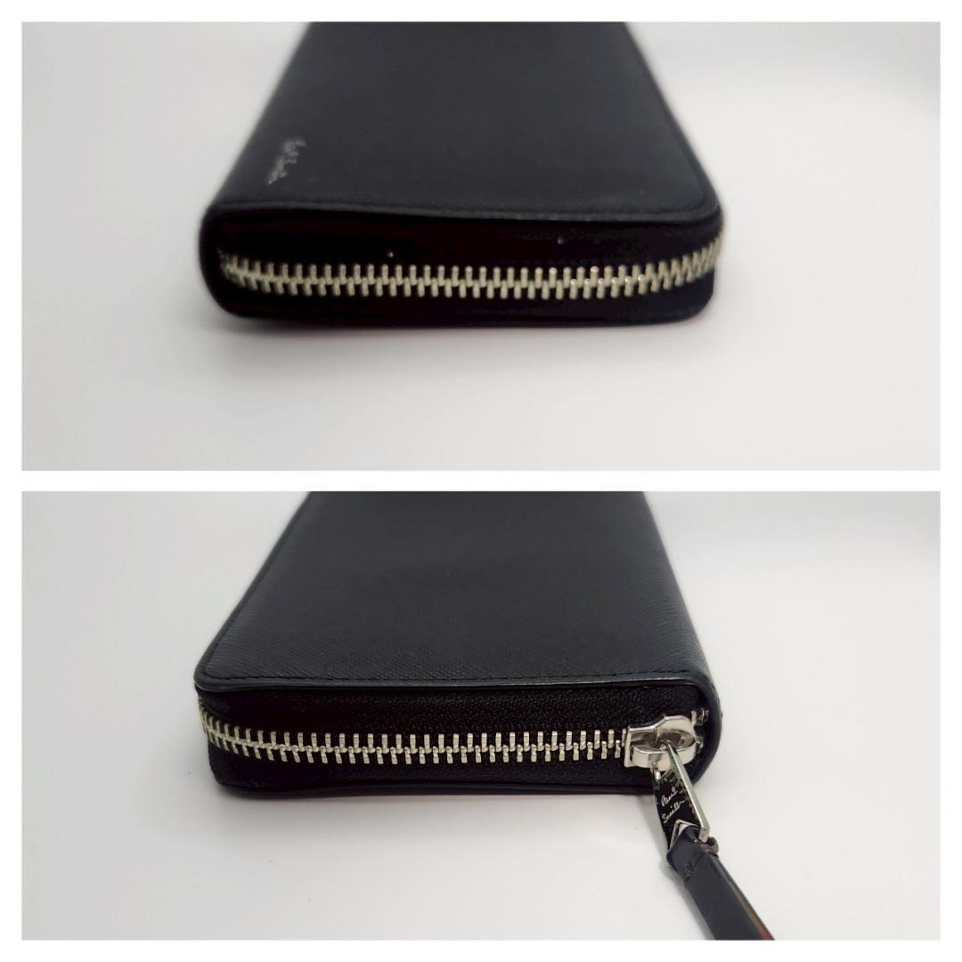 極美品 ポールスミス Paul Smith メンズ 長財布 黒 ラウンドジップ