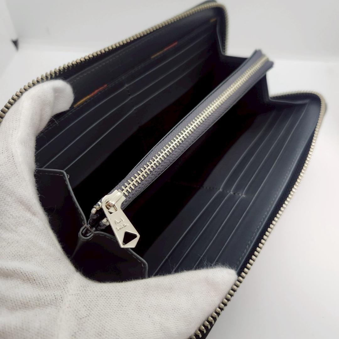 極美品 ポールスミス Paul Smith メンズ 長財布 黒 ラウンドジップ