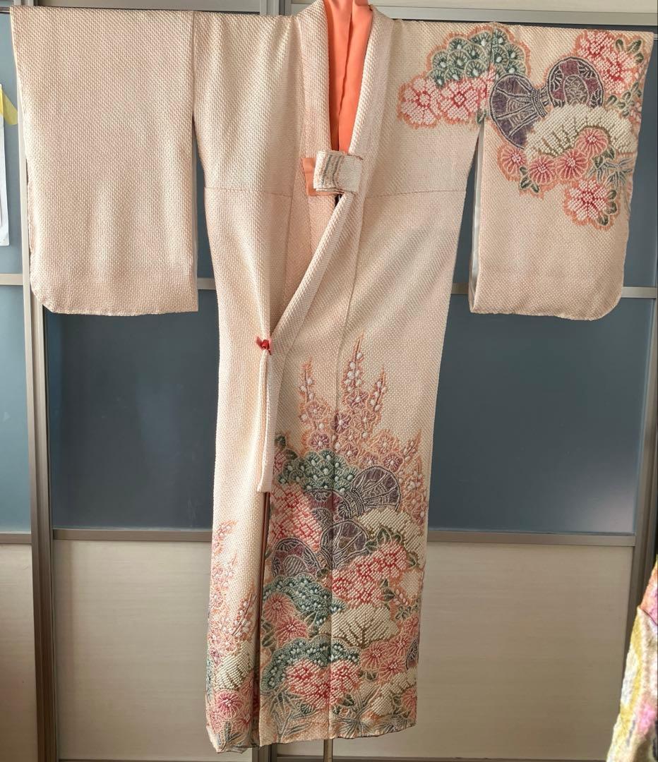 あかわか様 藤娘きぬたや　総絞り　正絹　着物　正絹長襦袢