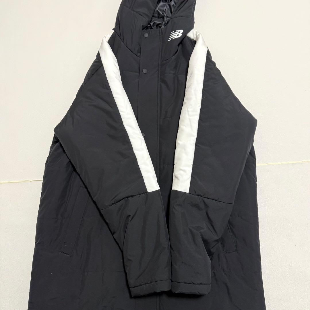 【美品】New Balance ベンチコート 黒 白　防寒 ニューバランス L