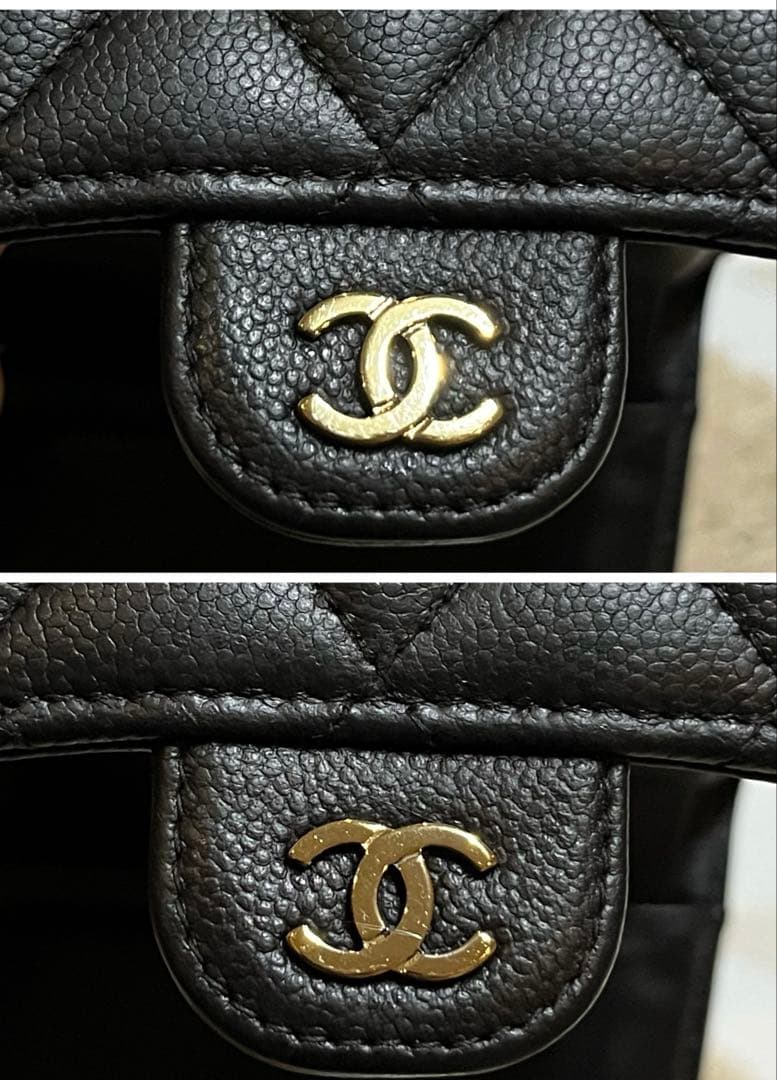 CHANEL キャビアスキン　マトラッセ　ゴールド金具　ケース　三つ折り