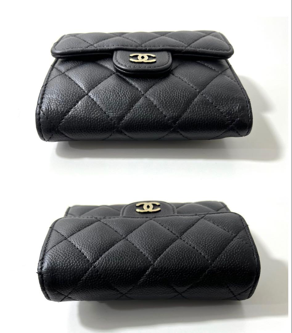 CHANEL キャビアスキン　マトラッセ　ゴールド金具　ケース　三つ折り
