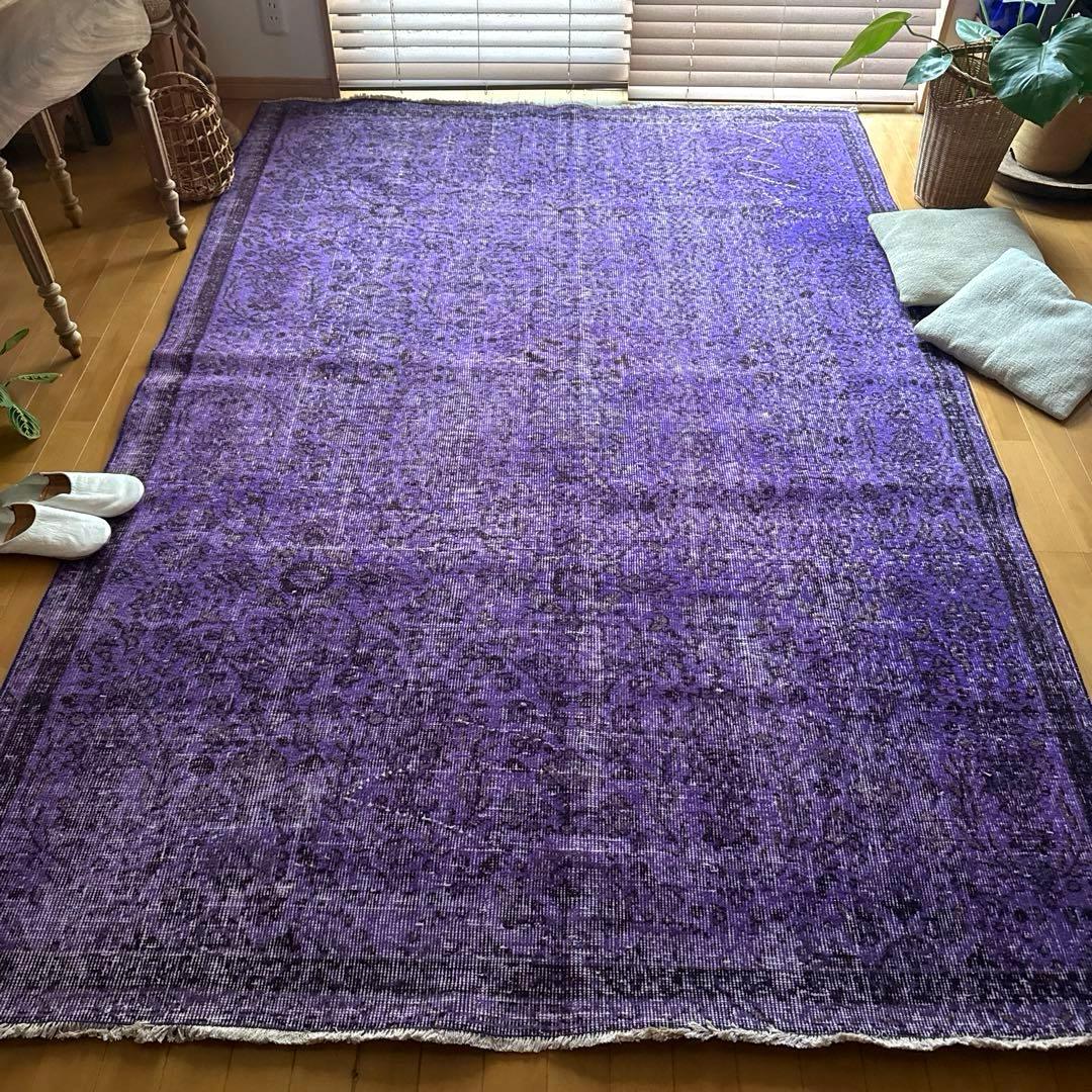超大判167×253 パープルオーバーダイ　ボタニカル　トルコヴィンテージラグ