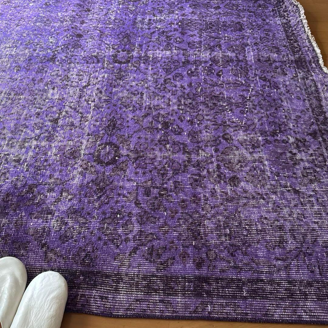 超大判167×253 パープルオーバーダイ　ボタニカル　トルコヴィンテージラグ