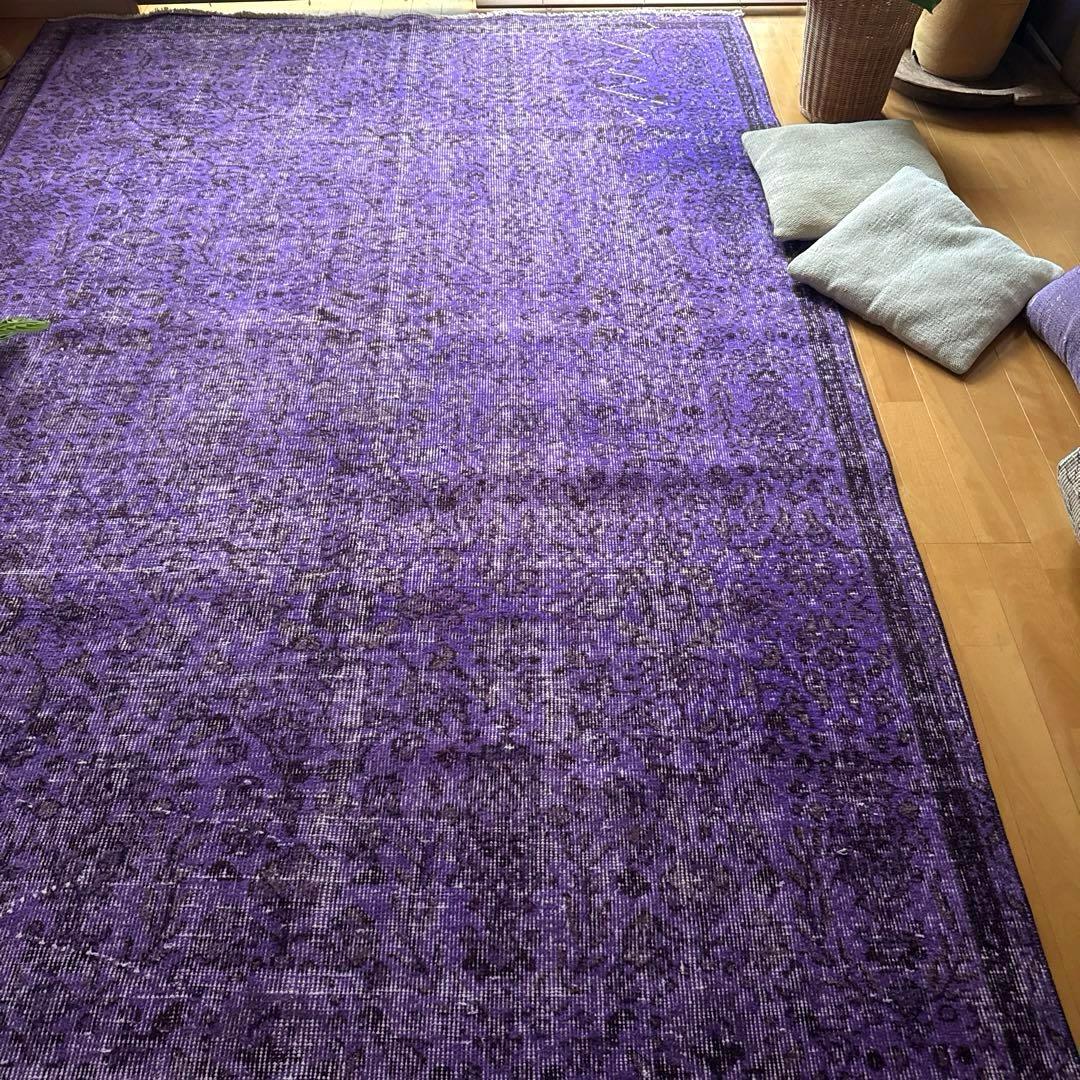 超大判167×253 パープルオーバーダイ　ボタニカル　トルコヴィンテージラグ
