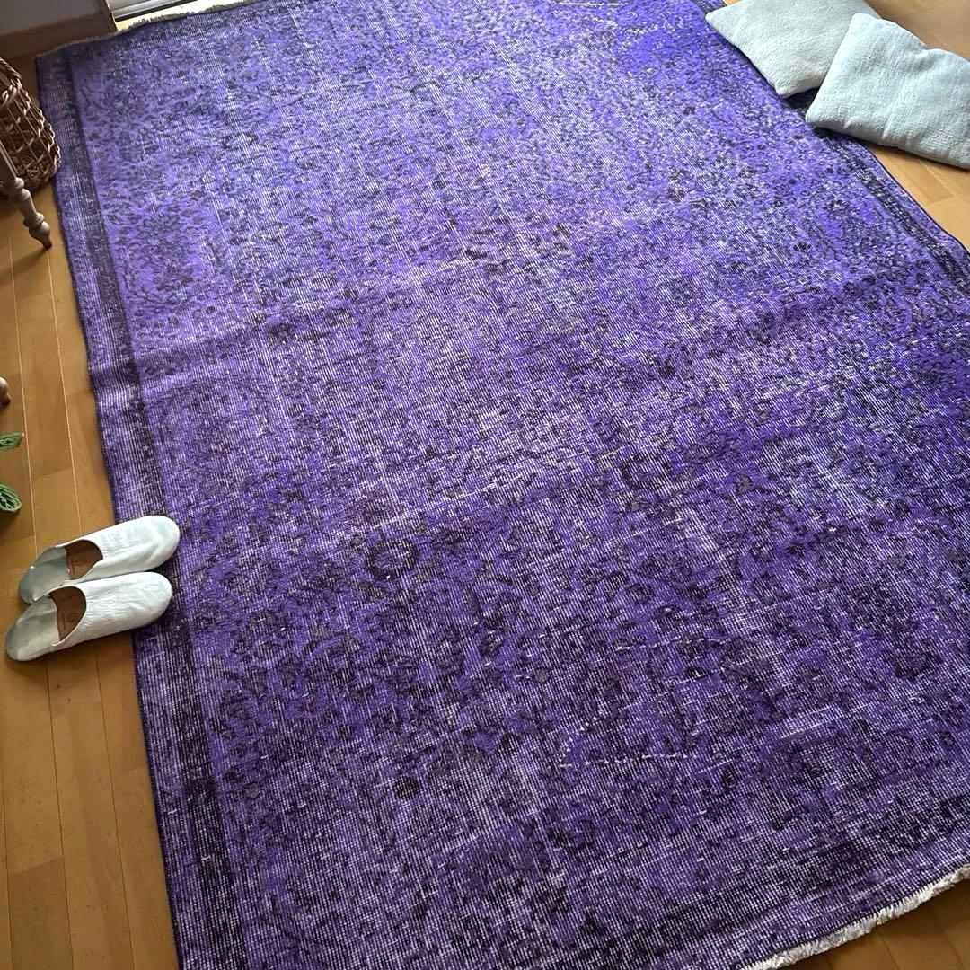 超大判167×253 パープルオーバーダイ　ボタニカル　トルコヴィンテージラグ