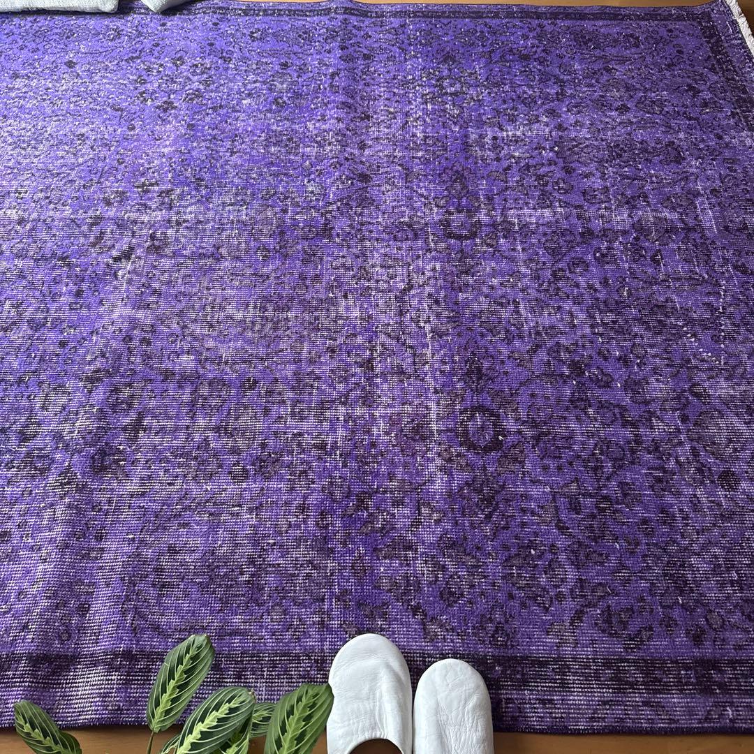 超大判167×253 パープルオーバーダイ　ボタニカル　トルコヴィンテージラグ