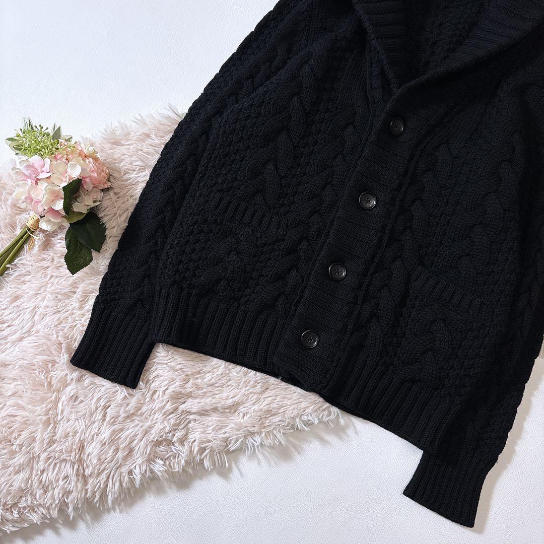 極美品ꕥトゥモローランド ショールカラー ケーブルニット カーディガン L