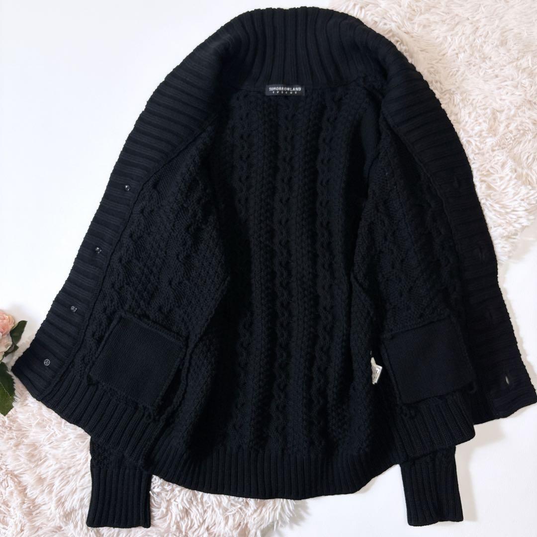 極美品ꕥトゥモローランド ショールカラー ケーブルニット カーディガン L