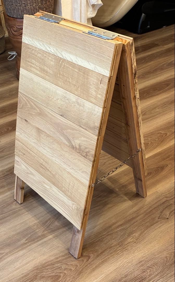 木製 看板　ウェルカムボード　折りたたみ式　Ａ型看板　手作り　Open看板付