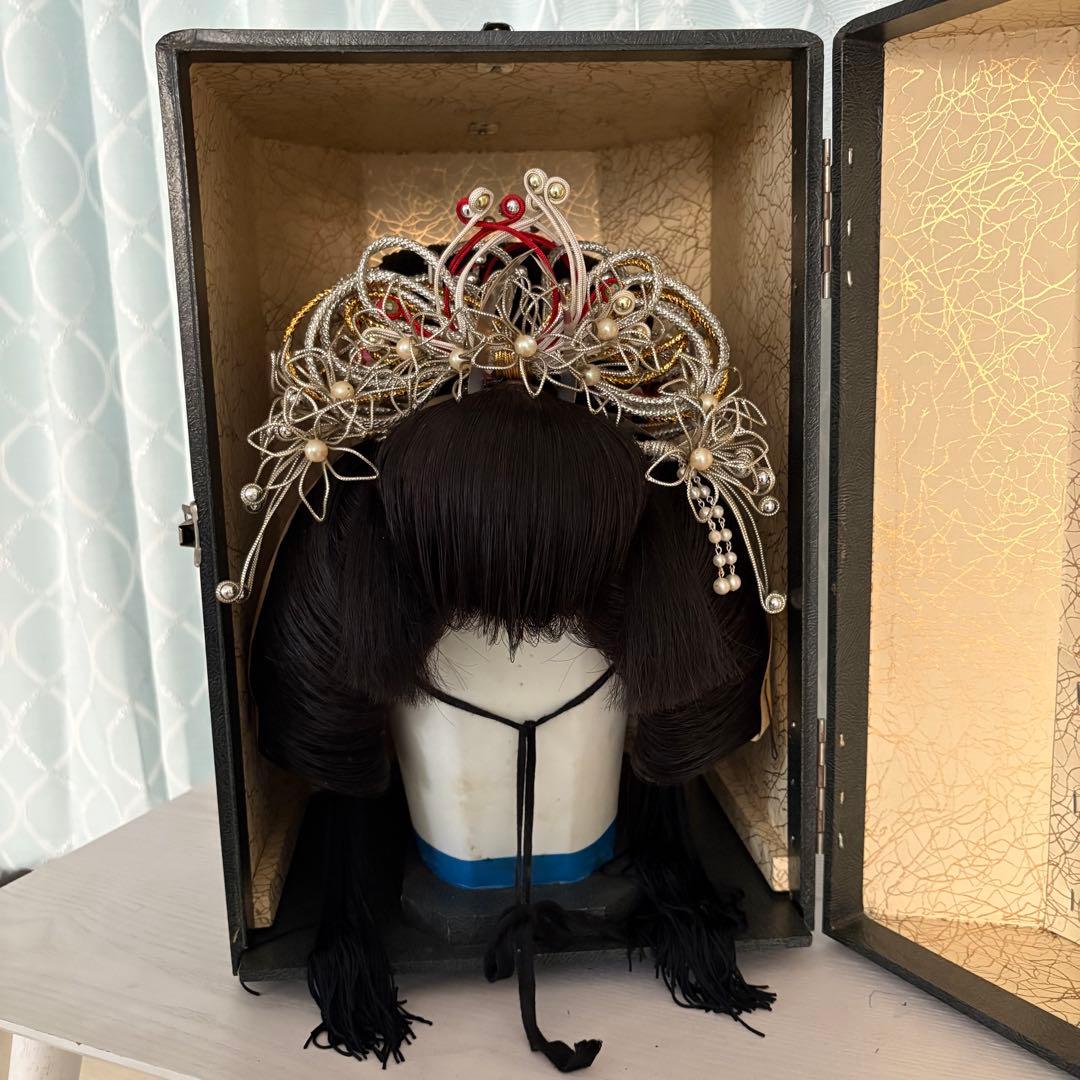 【昭和レトロ 】婚礼用かつら 美容師プロ用 ケース付 和装 日本髪 花嫁道具
