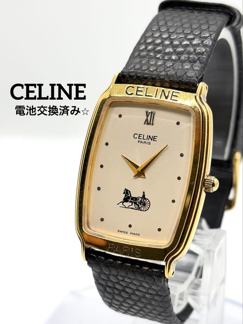 【希少・新品電池】セリーヌ ヴィンテージ レディース腕時計 クォーツ