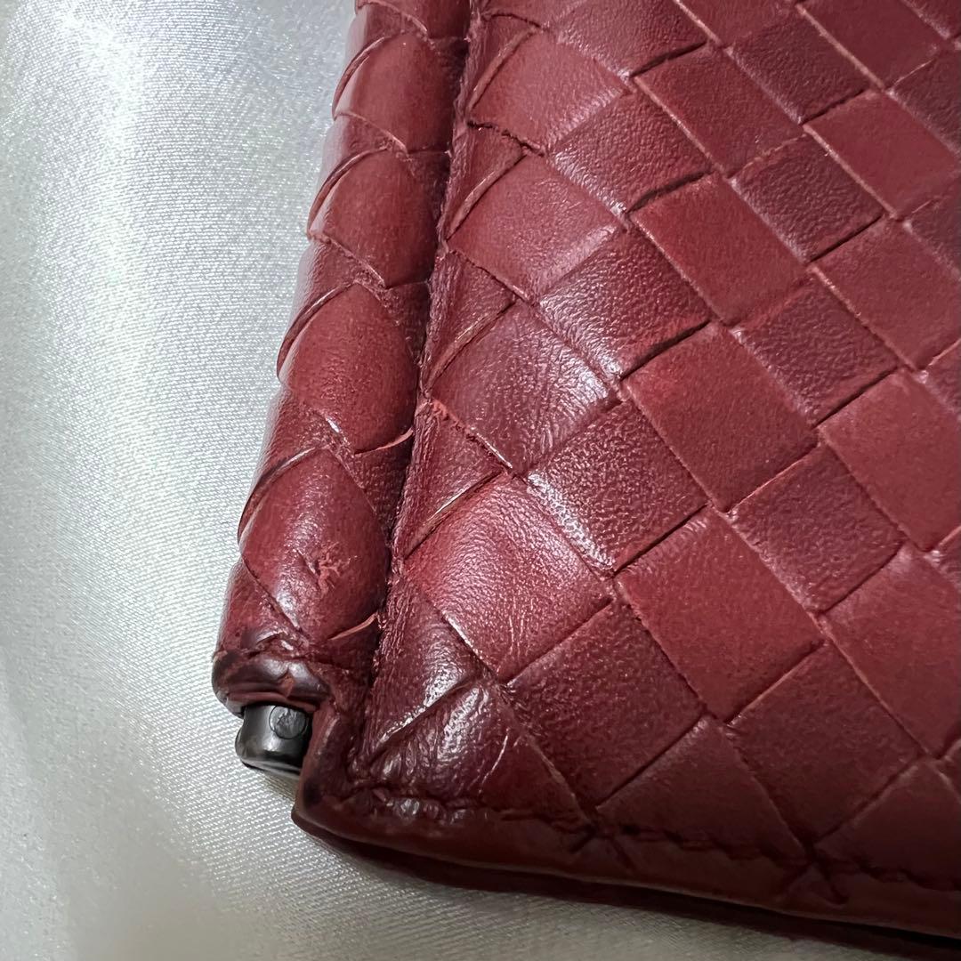BOTTEGA VENETA イントレチャート マネークリップ財布 バーガンディ
