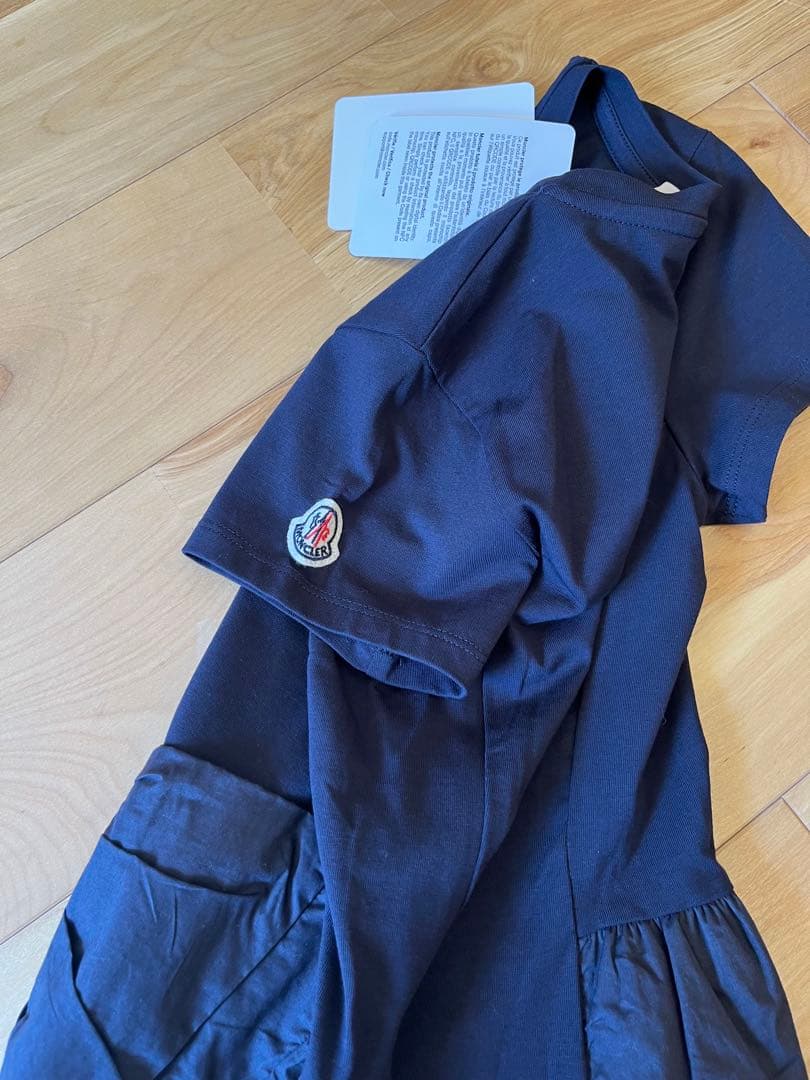 MONCLER モンクレール 12歳 ネイビー 半袖 ワンピース リボンデザイン