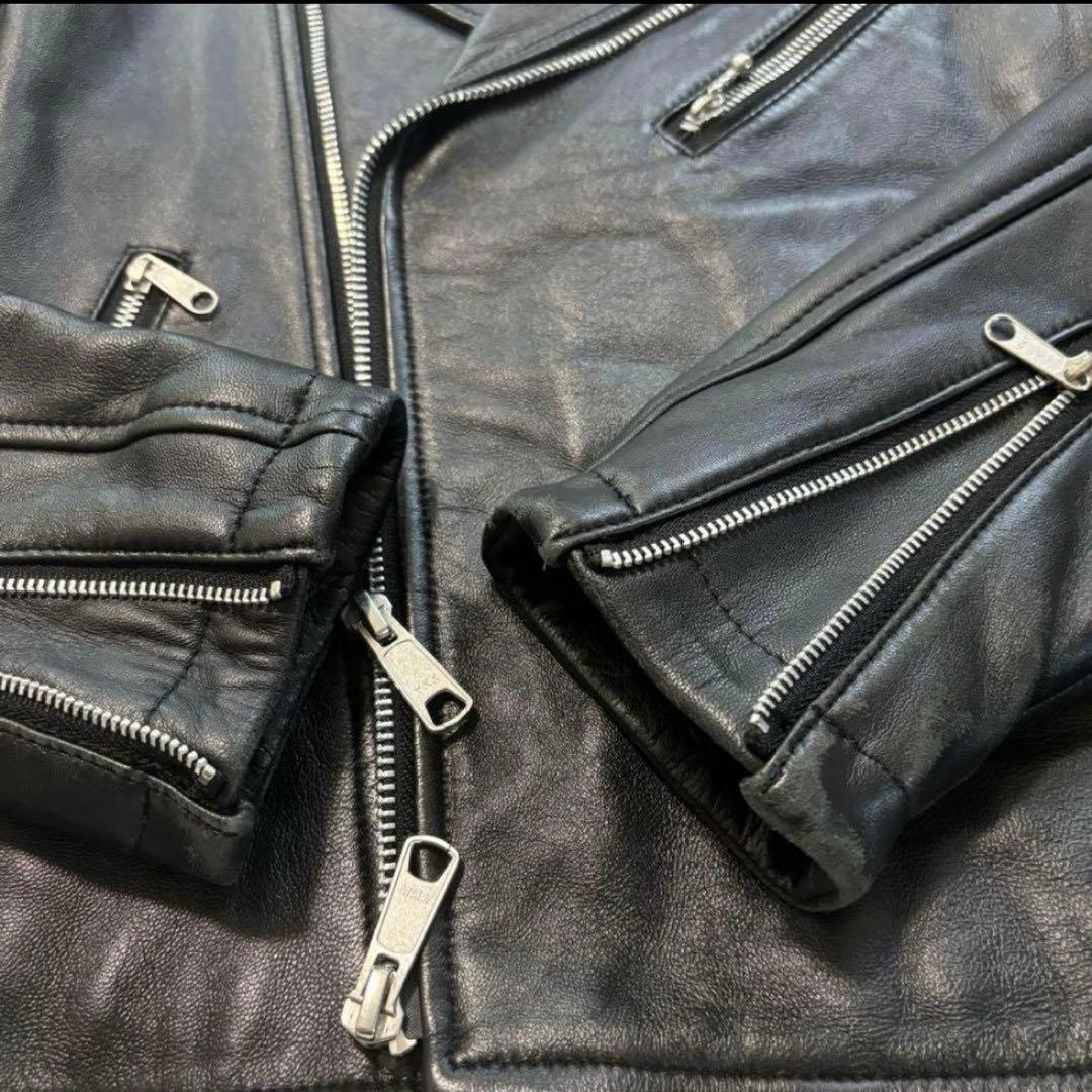 UNITED ARROWS ダブルライダースジャケット 36 ラムレザー 黒