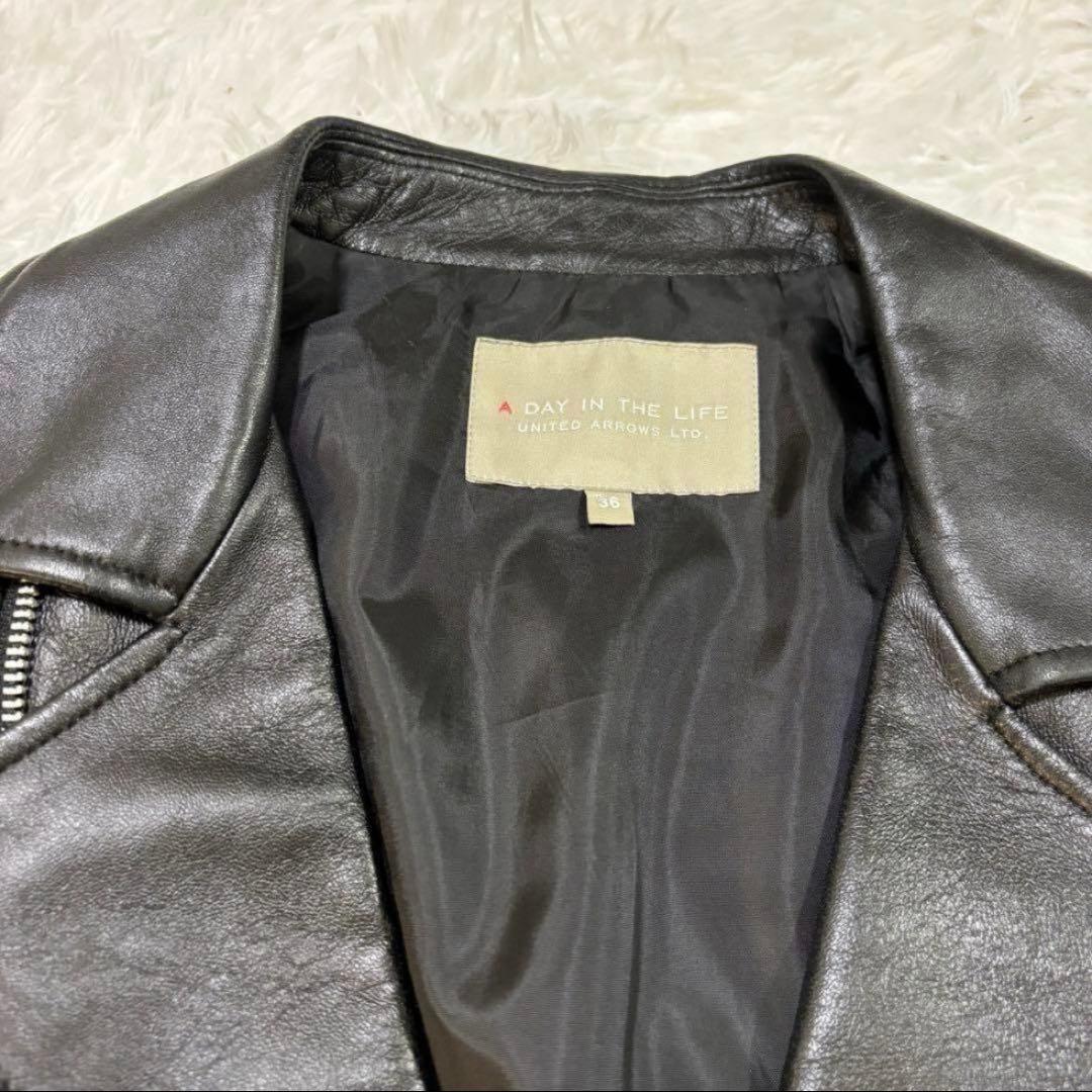 UNITED ARROWS ダブルライダースジャケット 36 ラムレザー 黒