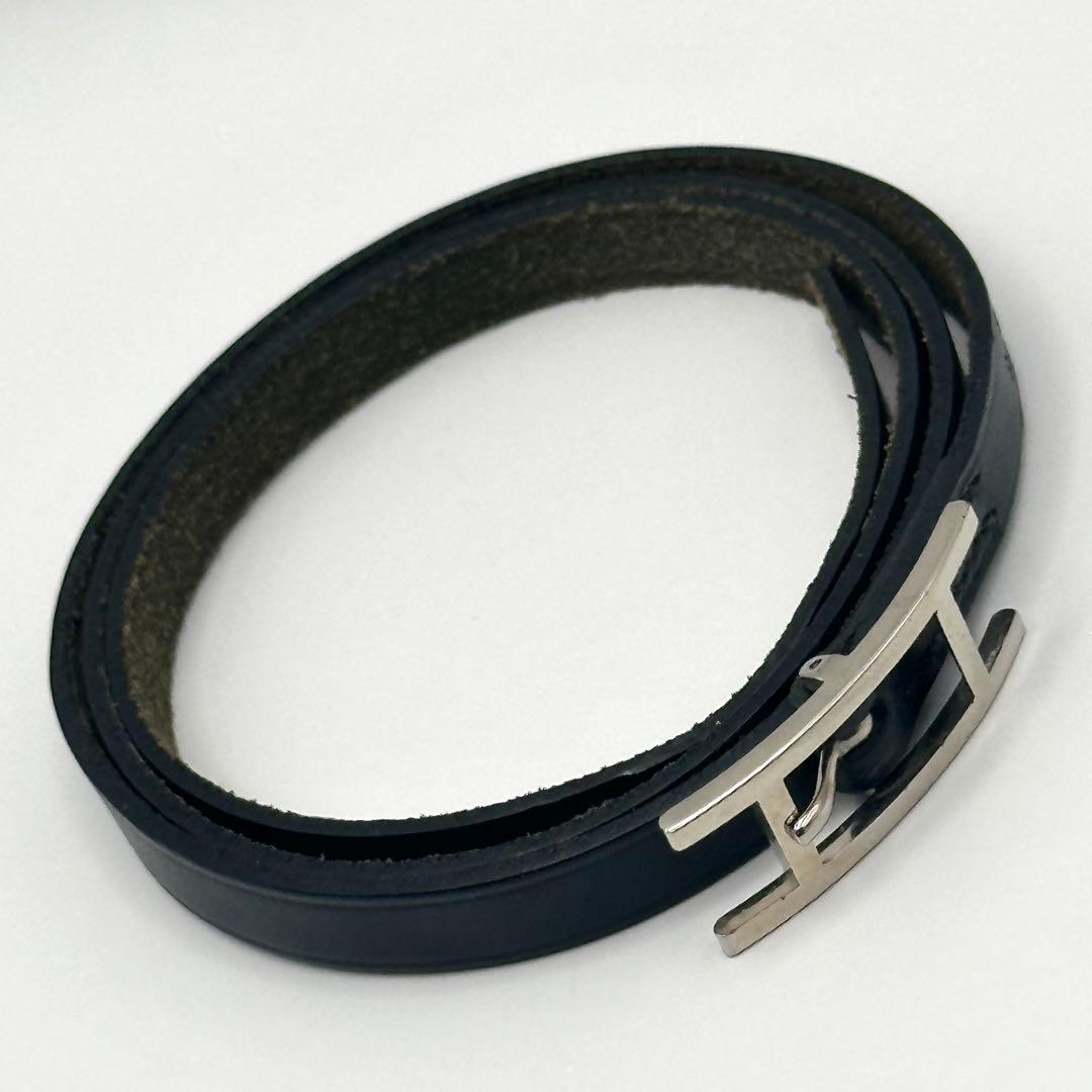 HERMES エルメス アピ3 レザー ブレスレット ブラック