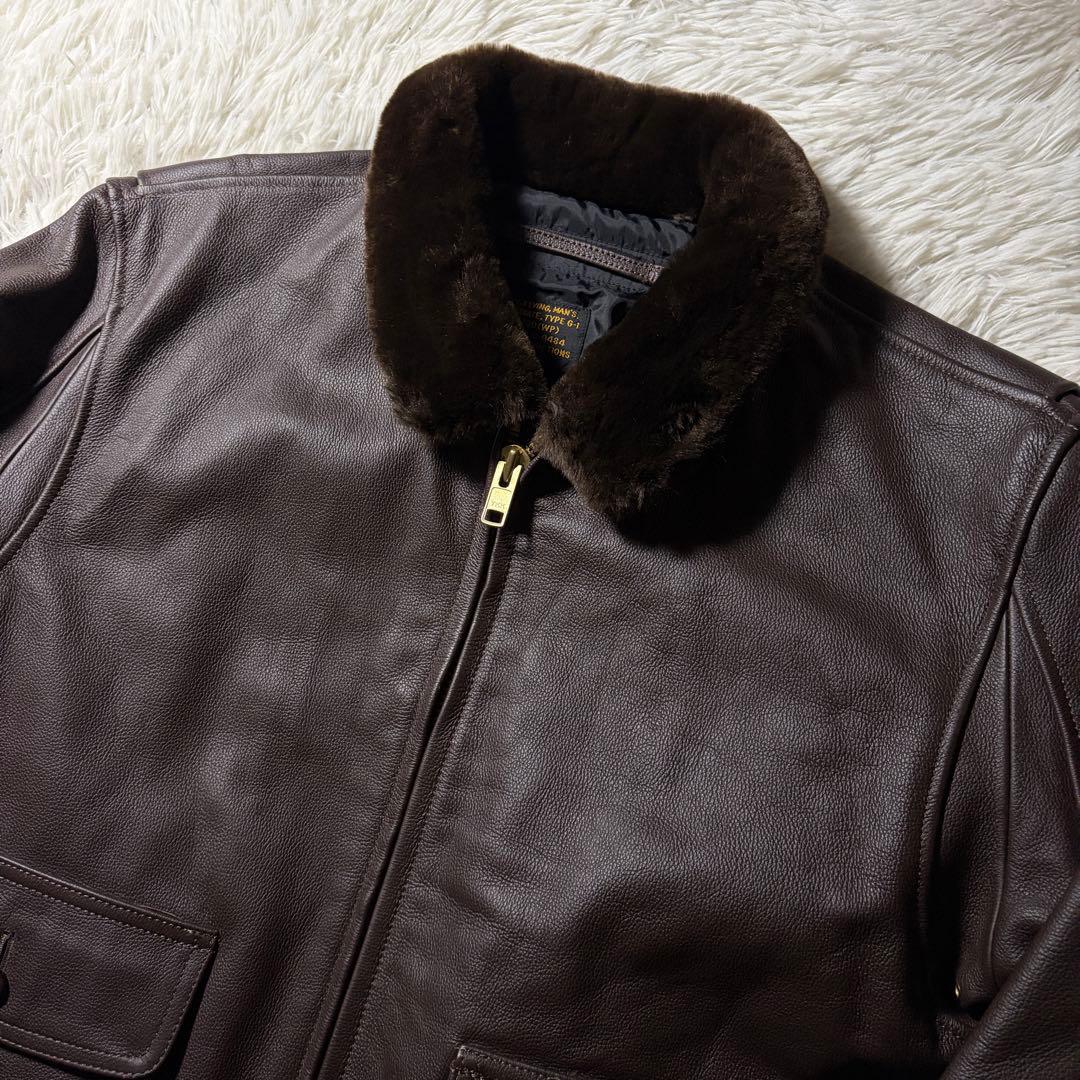 極美品■MORGAN フライトジャケット　 G-1 襟ボア　ブラウン　本革　42