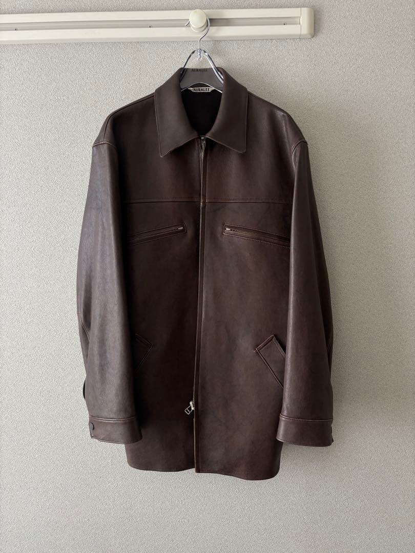 ジャケット・アウター AURALEE / LAMB LEATHER LONG ZIP BLOUSON