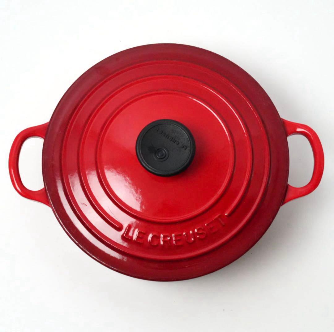 【美品】LE CREUSET　ココット ジャポネーズ　チェリーレッド　18cm