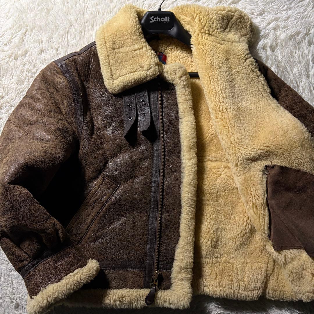 【米国製】schott B-3 フライトジャケット　羊革　ムートン　42