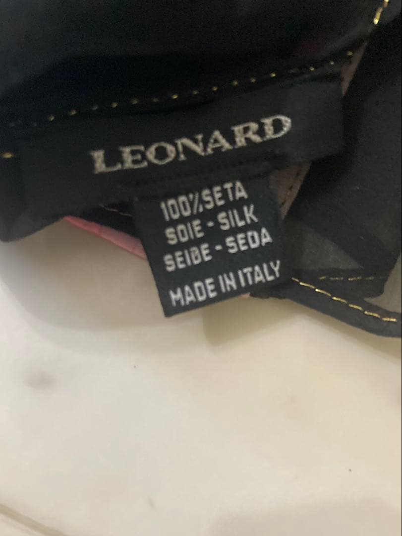 LEONARD シルクリボンスカーフ 黒・ピンク　スカーフのみ