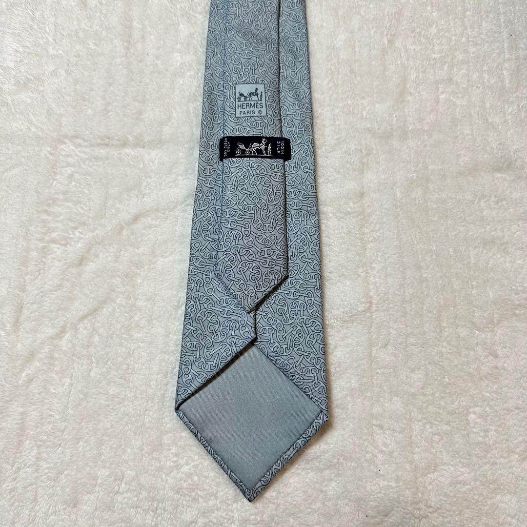 【レア】HERMES（エルメス） シルク100%ネクタイ シェーヌダンクル総柄