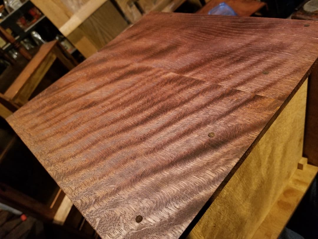 1960's　北欧モダン　オーク　良杢　古金具　組木細工　小引き出し　５段