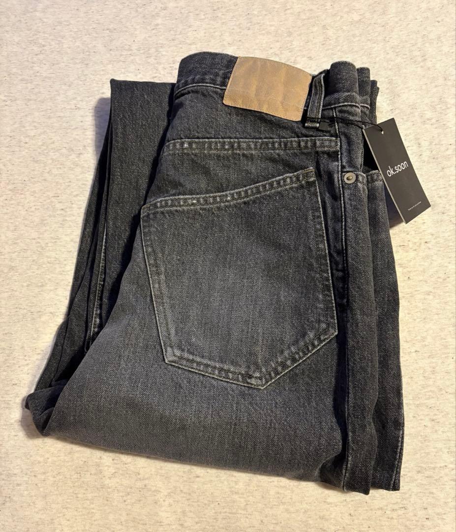 【ok.soon】original wide denim black
