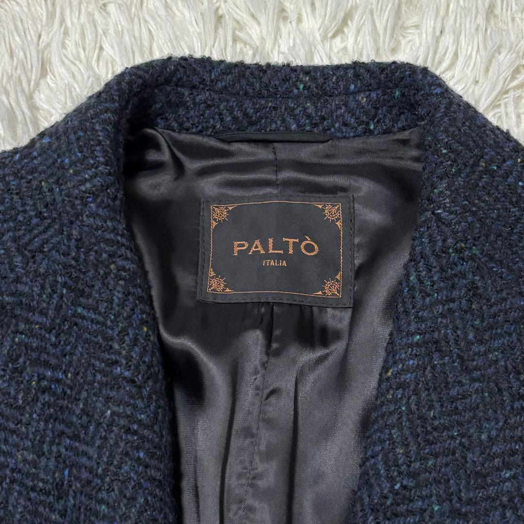 PALTOメランジ ヘリンボーンフリースウール チェスターコート ダークネイビー