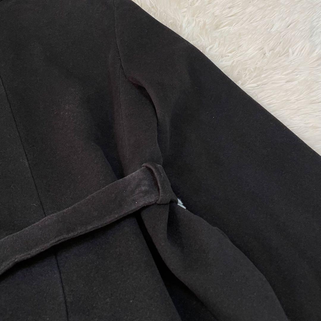 マックスマーラ ステンカラーコート　ロングコート　アンゴラ　シルク　ブラック38