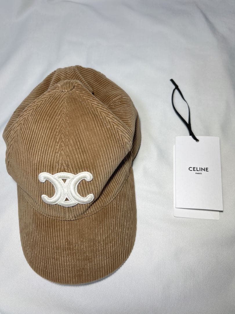 CELINE コーデュロイキャップ ベージュ
